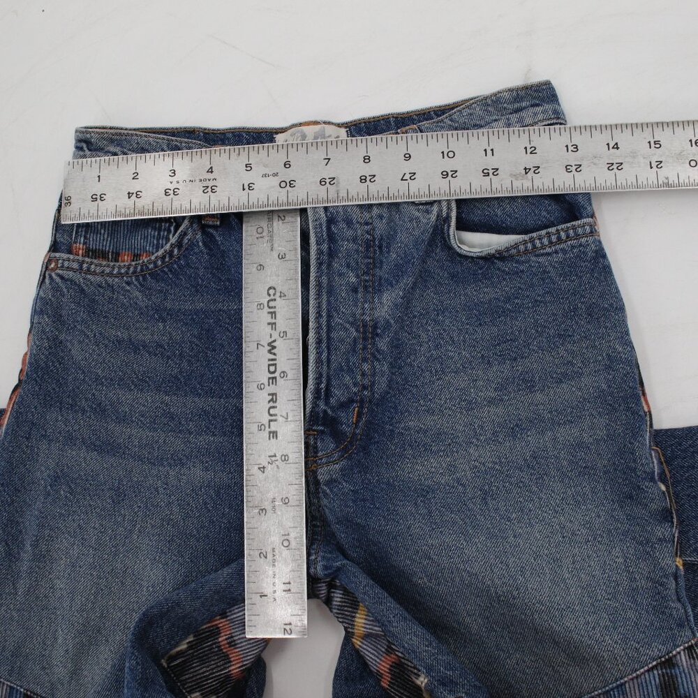 Women's Blue Pattern-Panel Jeans - Picture 6 of 12